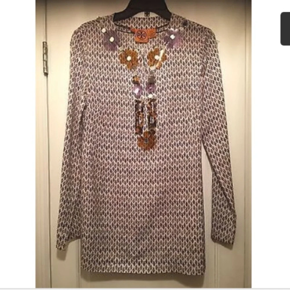 Tory Burch Top/Tunic printed decorated Size 8